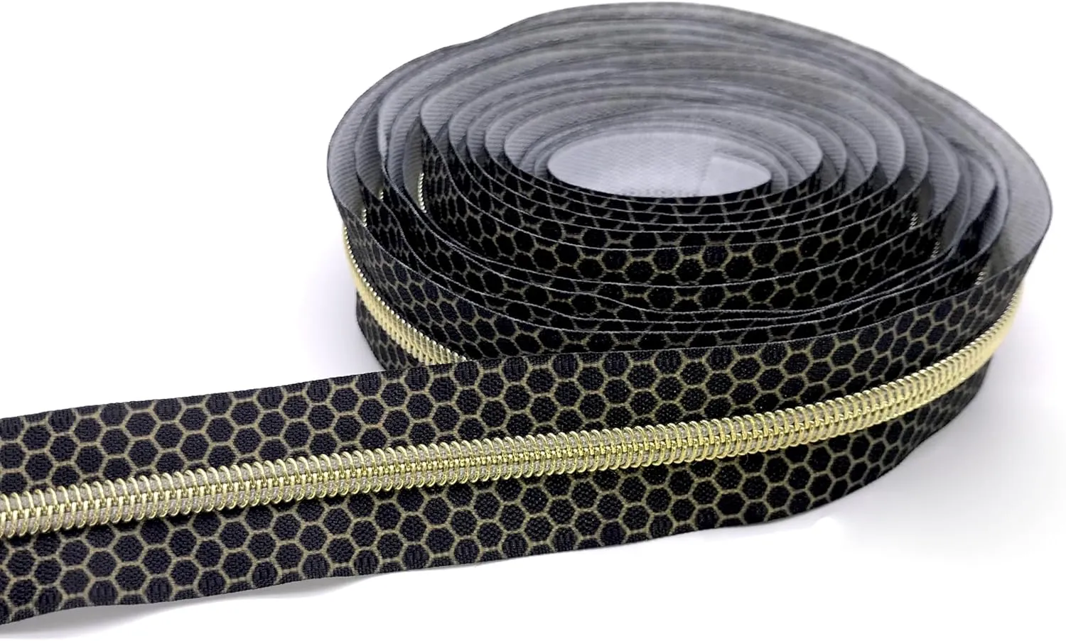 Goyunwell Gold Nylon Coil Long Zippers by The Yard for Sewing and Bag Making - Includes 10 Gold Pulls