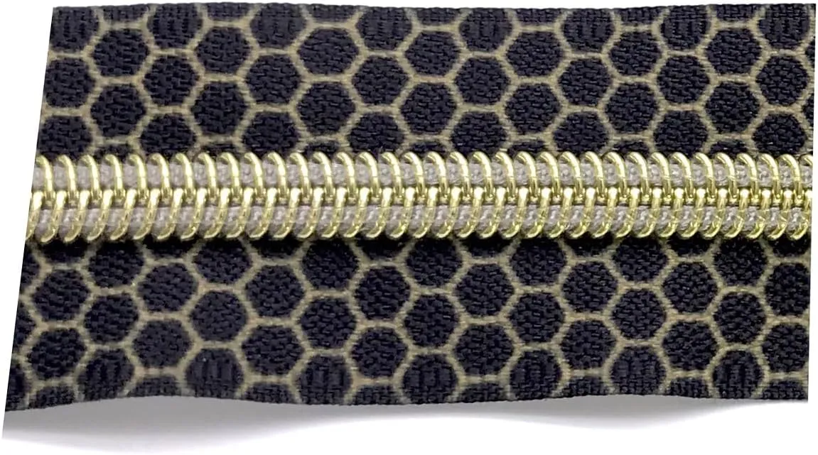 Goyunwell Gold Nylon Coil Long Zippers by The Yard for Sewing and Bag Making - Includes 10 Gold Pulls