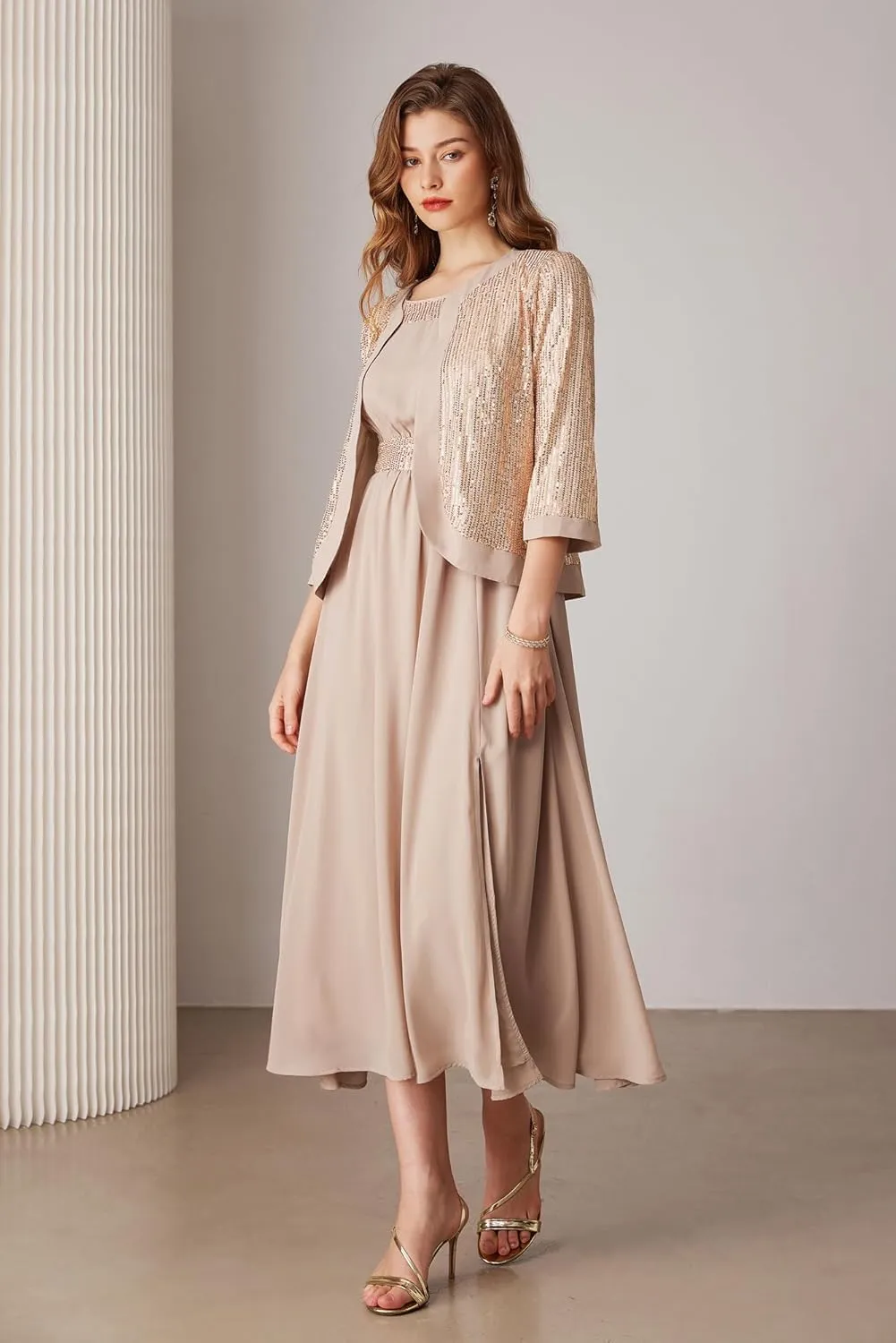 GRACE KARIN Women's Formal Dresses Mother of The Bride Dresses for Wedding Party Cocktail Dress Two Piece Dress Sequin Dress