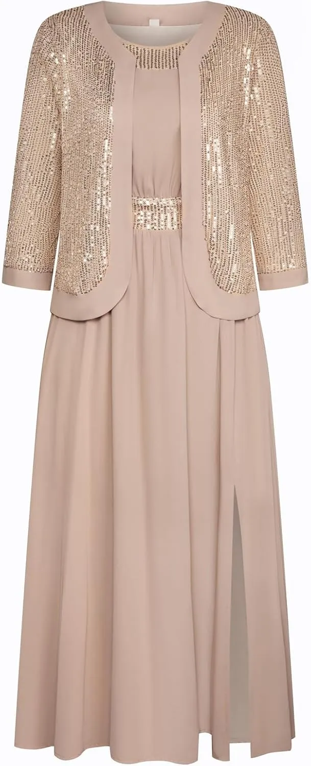 GRACE KARIN Women's Formal Dresses Mother of The Bride Dresses for Wedding Party Cocktail Dress Two Piece Dress Sequin Dress