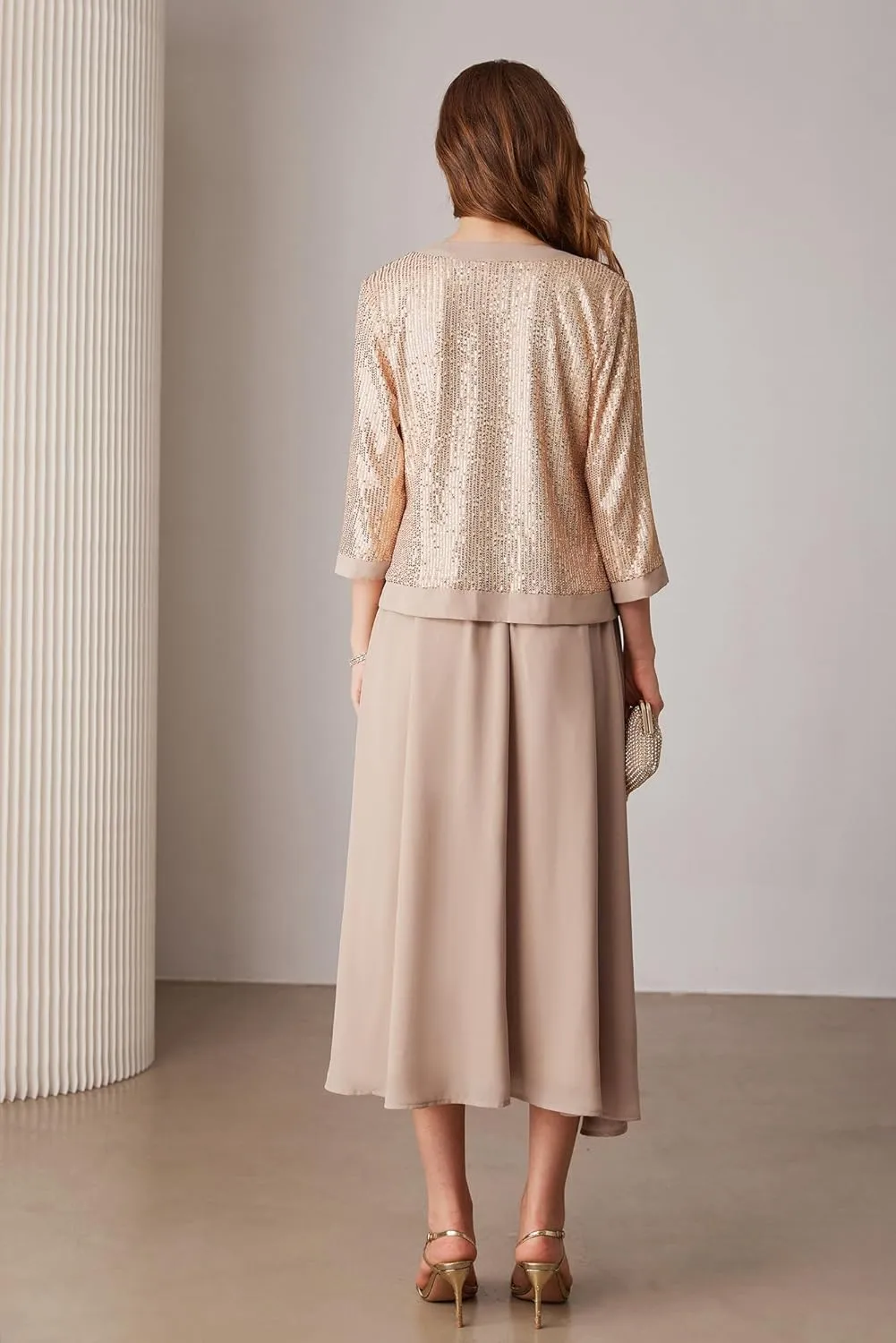 GRACE KARIN Women's Formal Dresses Mother of The Bride Dresses for Wedding Party Cocktail Dress Two Piece Dress Sequin Dress