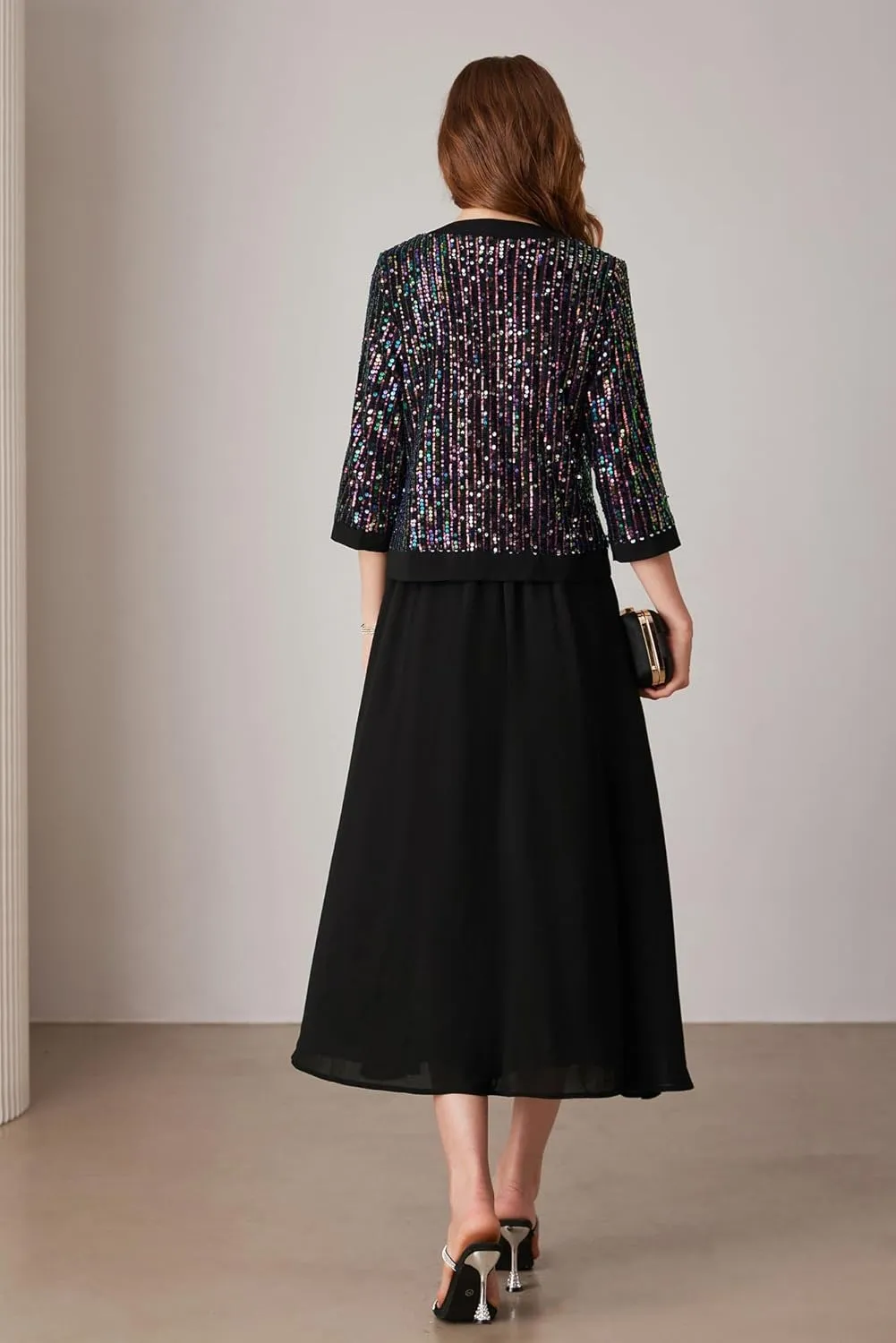 GRACE KARIN Women's Formal Dresses Mother of The Bride Dresses for Wedding Party Cocktail Dress Two Piece Dress Sequin Dress