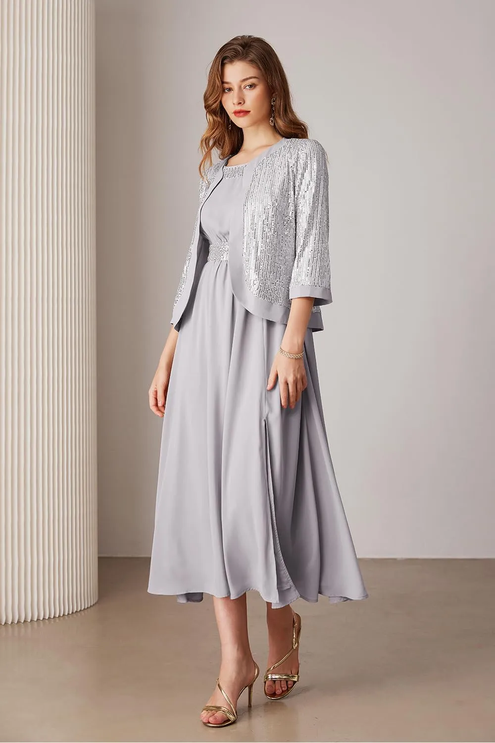 GRACE KARIN Women's Formal Dresses Mother of The Bride Dresses for Wedding Party Cocktail Dress Two Piece Dress Sequin Dress