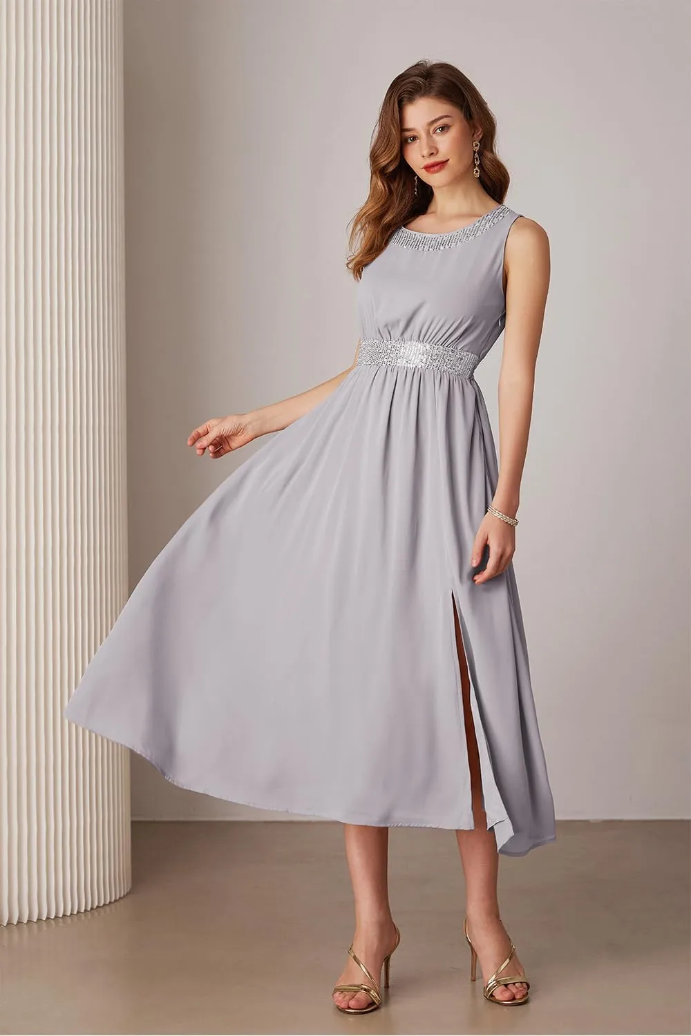 GRACE KARIN Women's Formal Dresses Mother of The Bride Dresses for Wedding Party Cocktail Dress Two Piece Dress Sequin Dress