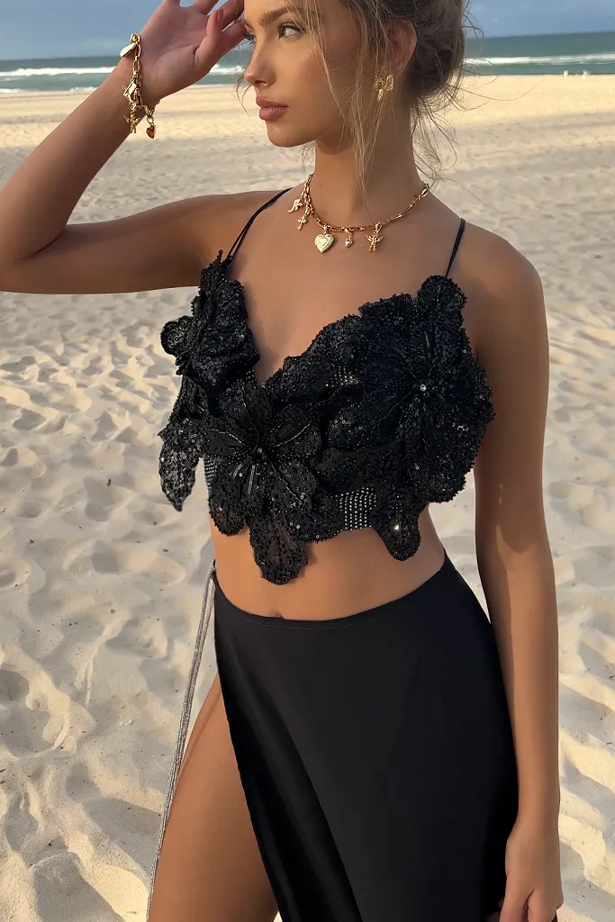 GRACE TOP - BLACK GLIMMER