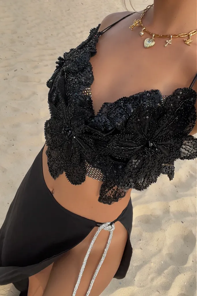 GRACE TOP - BLACK GLIMMER