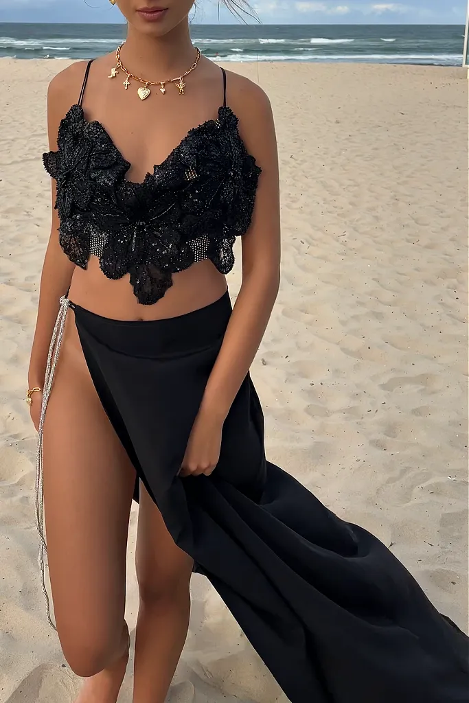 GRACE TOP - BLACK GLIMMER
