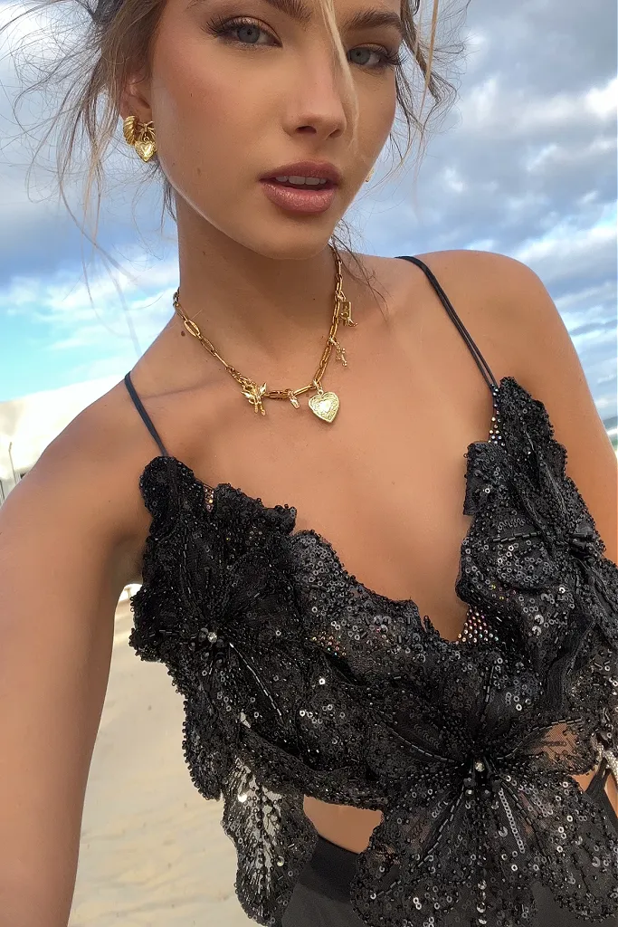 GRACE TOP - BLACK GLIMMER