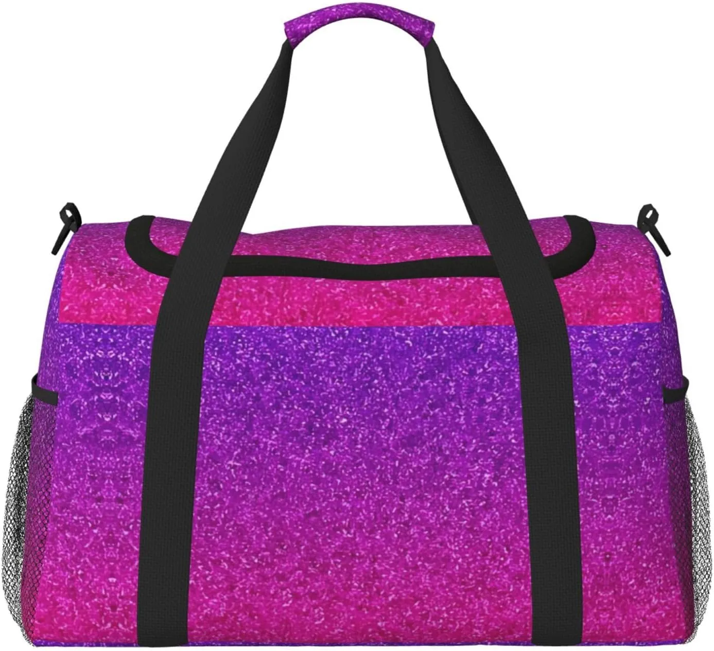 Gradient Sequin Sparkle print Large Canvas Travel Duffel Bag Weekender Bags for Women Overnight Bag Carry On Tote Bag