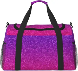 Gradient Sequin Sparkle print Large Canvas Travel Duffel Bag Weekender Bags for Women Overnight Bag Carry On Tote Bag