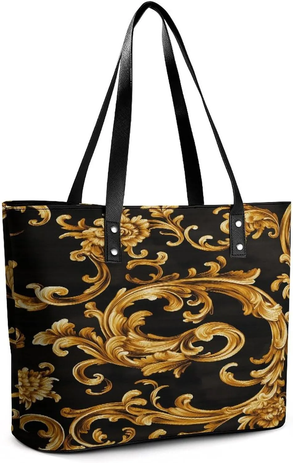 Green Floral Chinoiserie Pattern Women Soft Leather Handbags Tote Purses Shoulder Bucket Bags