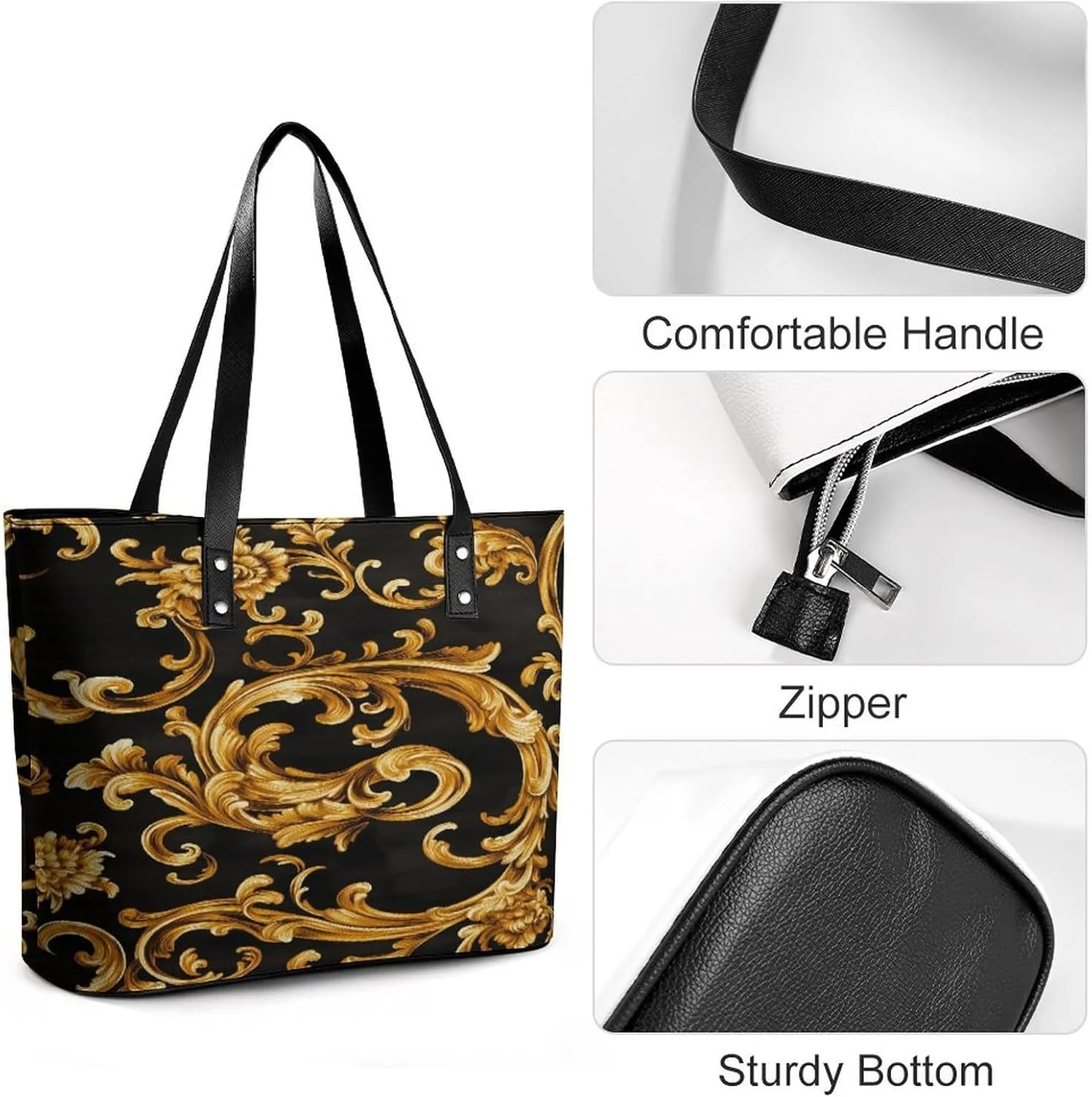 Green Floral Chinoiserie Pattern Women Soft Leather Handbags Tote Purses Shoulder Bucket Bags
