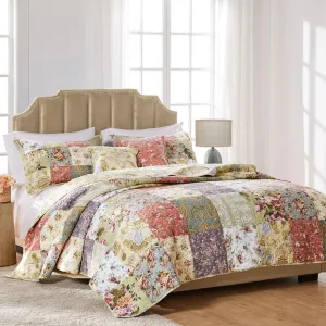 Greenland Home Blooming Prairie Cotton Patchwork Quilt Set, 4-Piece Twin, Multicolor