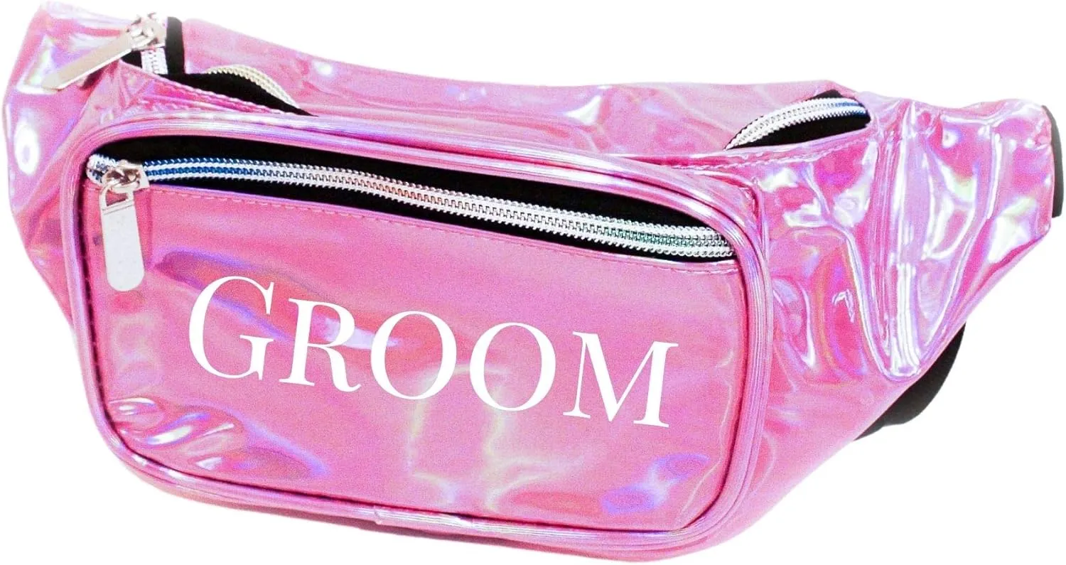Groom Holographic Metallic Fanny Pack (Light Pink)