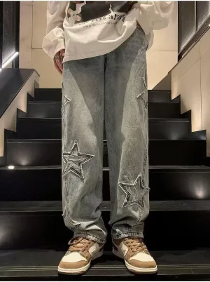 Grunge Baggy Jeans Y2K Emo Alt Cargo Pant Star Patchwork Fairycore Demin Cloting Jogger Hiphop Gothic Tripp Streetwear