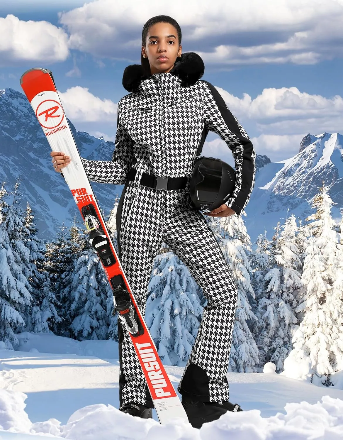 GSOU SNOW Womens Ski Suit One Piece Snowsuit Snowboard Slim Insulated Jumpsuit Jacket Waterproof Windproof for Outdoor Sports