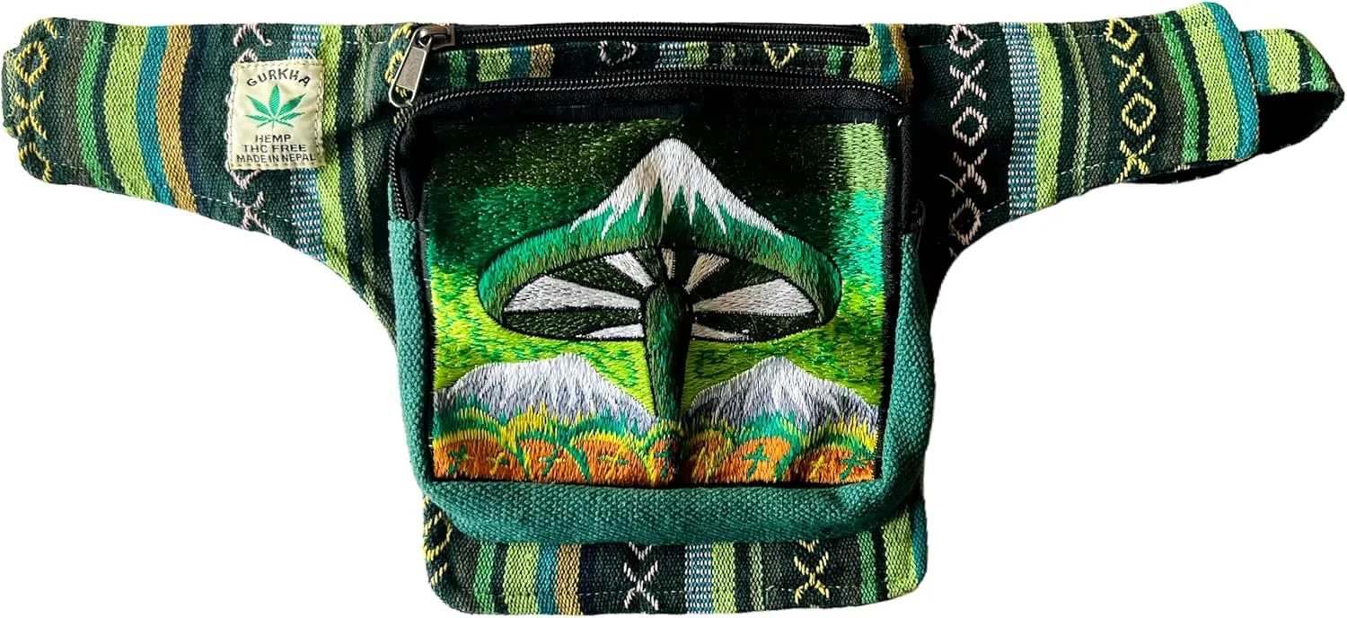 Gurkha Money Belt Bag Made from Pure & Natural Organic Hemp Fabric | Uniquely Handwoven in Nepal | Unisex Bohemian Travel Bag - Handmade In Everest Country Nepal