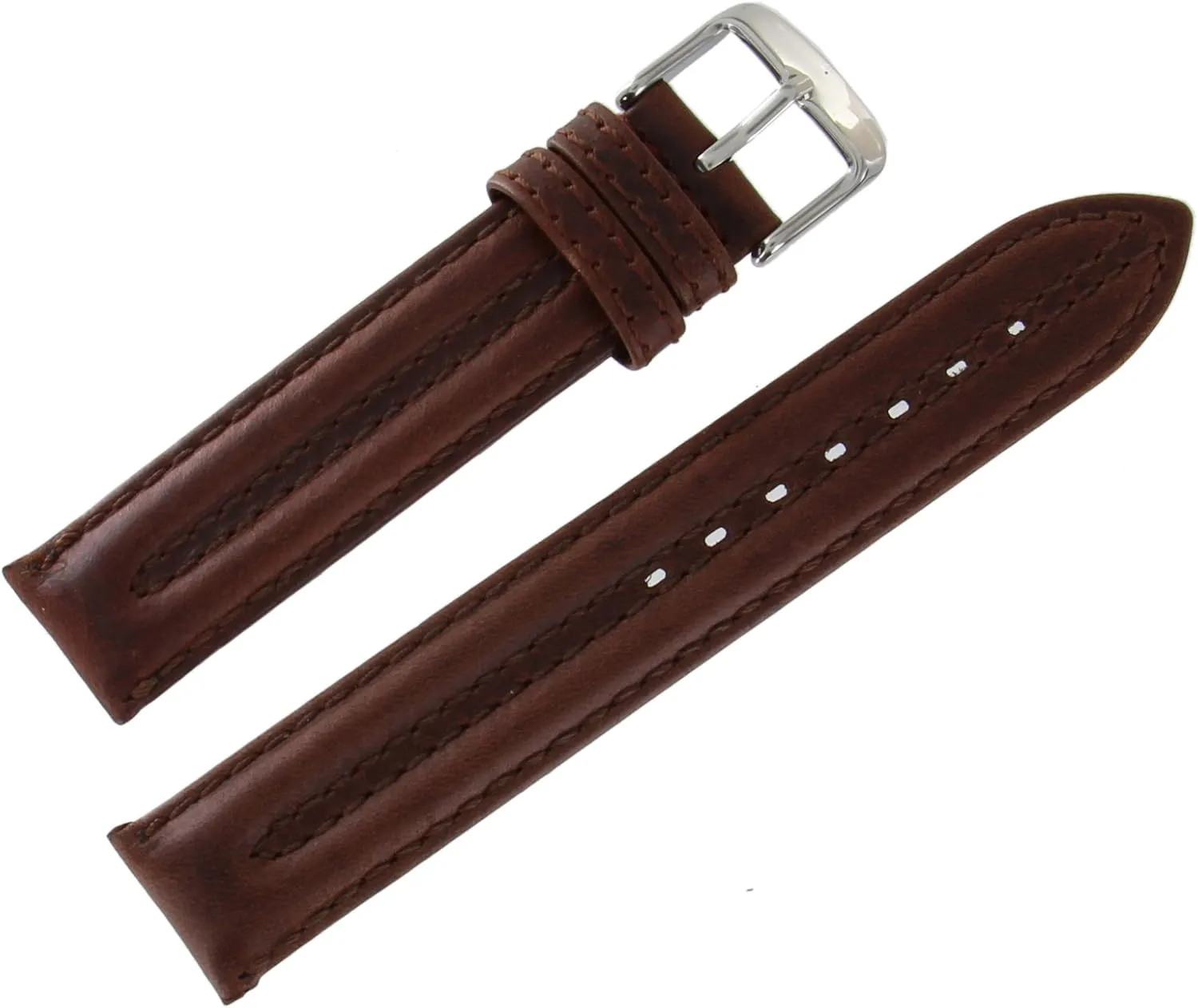 Hadley Roma MS883 22mm Brown Oil Tan Leather Stitched Men's Watch Strap
