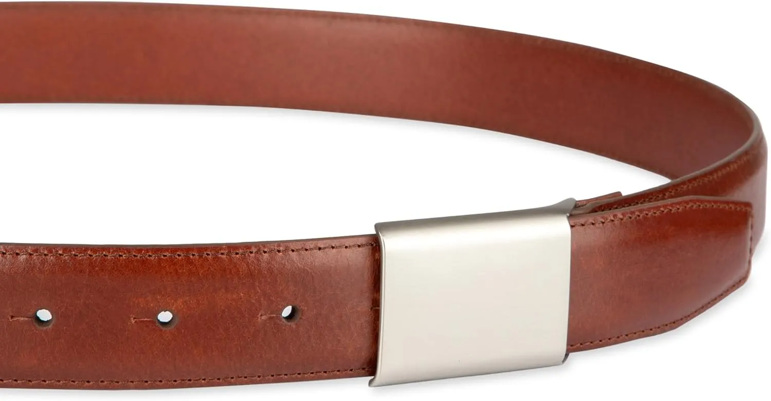 Haggar Men's Sleek Plaque Buckle Dress Belt