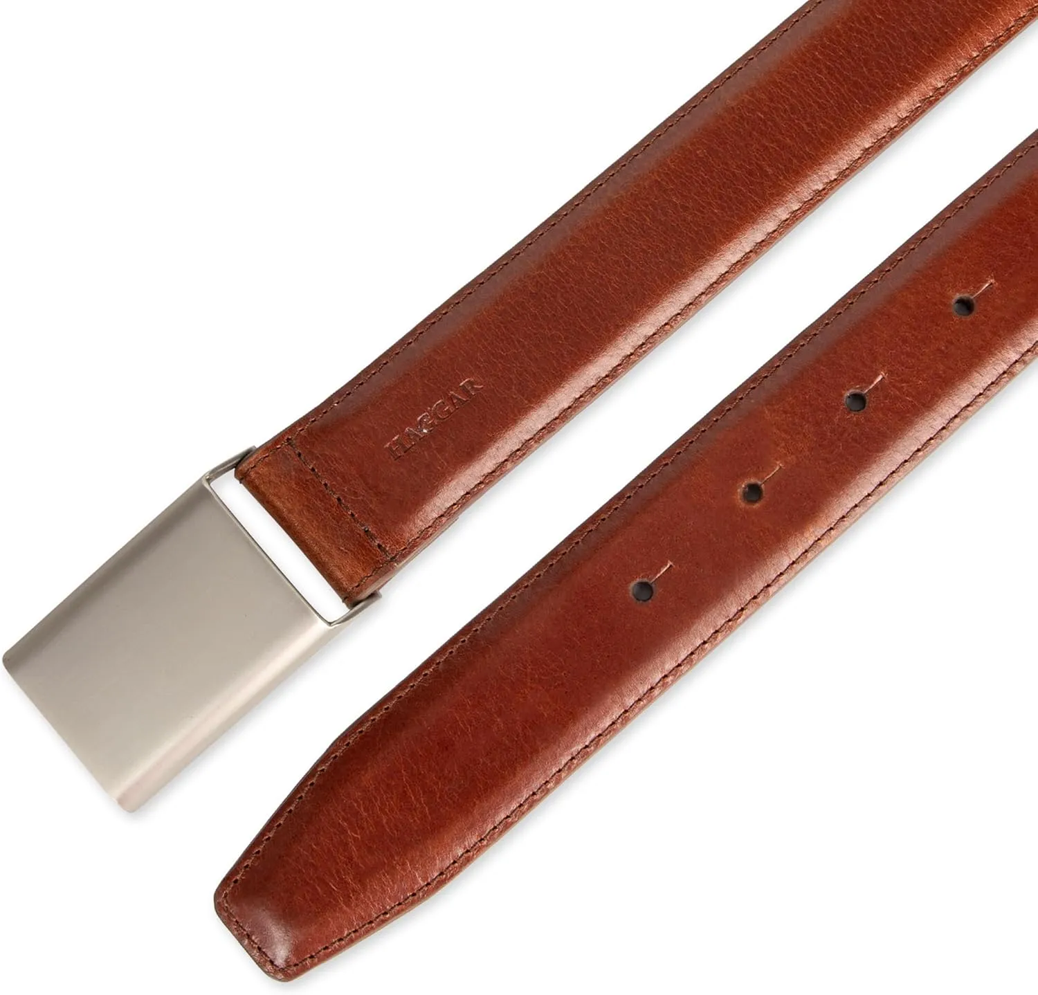 Haggar Men's Sleek Plaque Buckle Dress Belt