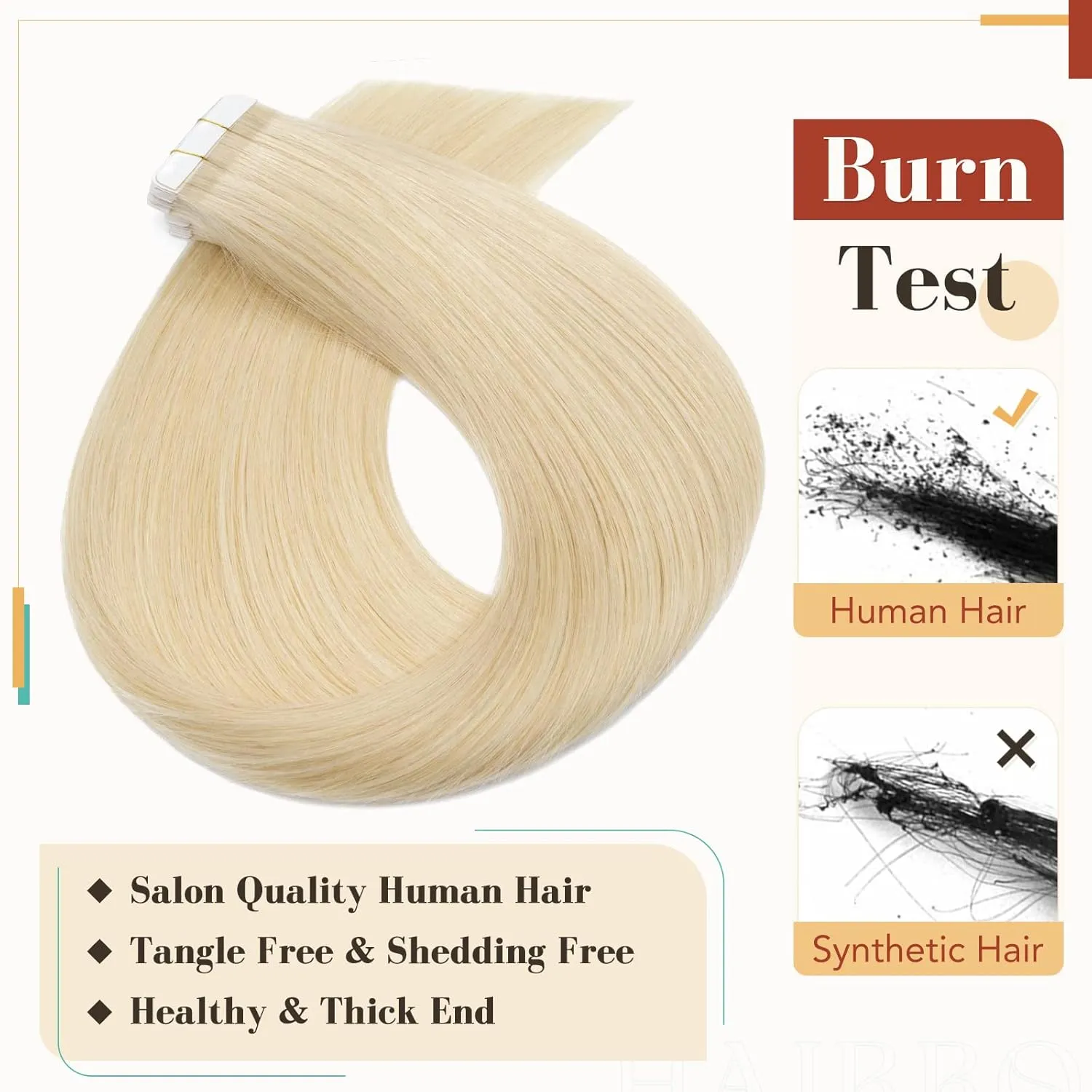 Hairro Tape In Hair Extensions Human Hair Remy Tape On Extensions Adhesive Skin Weft Tape In Hair Natural Glue in Hairpieces Full Head Blonde Remy Tape Extensions 14 inch 40g 20pcs #613 Bleach Blonde