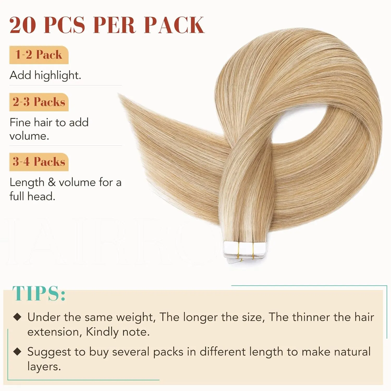Hairro Tape In Human hair Extension Skin Weft Real Hair Extensions Glue In Remy Hairpieces Adhensive Rooted Tape In Strong Double Sided Tape On Hair Pieces For Women 14 inch 50g 20pcs #12P613