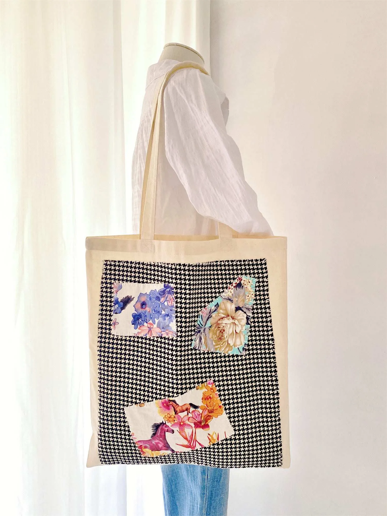Hand-Sewn Patch Tote Bag
