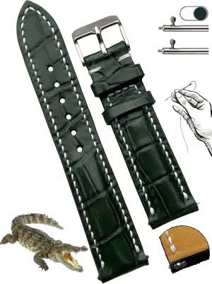 Handmade AIIi-gator Watch Band Men Quick Release Croc Premium Leather Watch Strap Replacement Black Buckle Bespoke 18mm 19mm 20mm 21mm 22mm 24mm