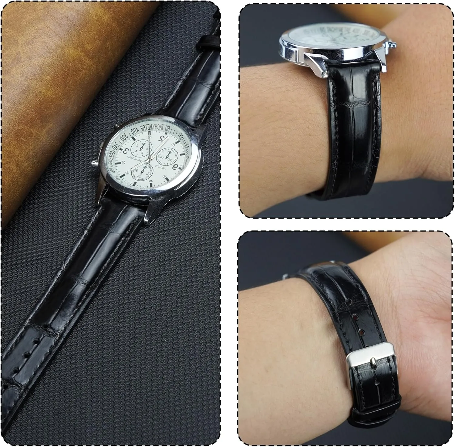 Handmade AIIi-gator Watch Band Men Quick Release Croc Premium Leather Watch Strap Replacement Silver Buckles Bespoke 18mm 19mm 20mm 21mm 22mm 24mm