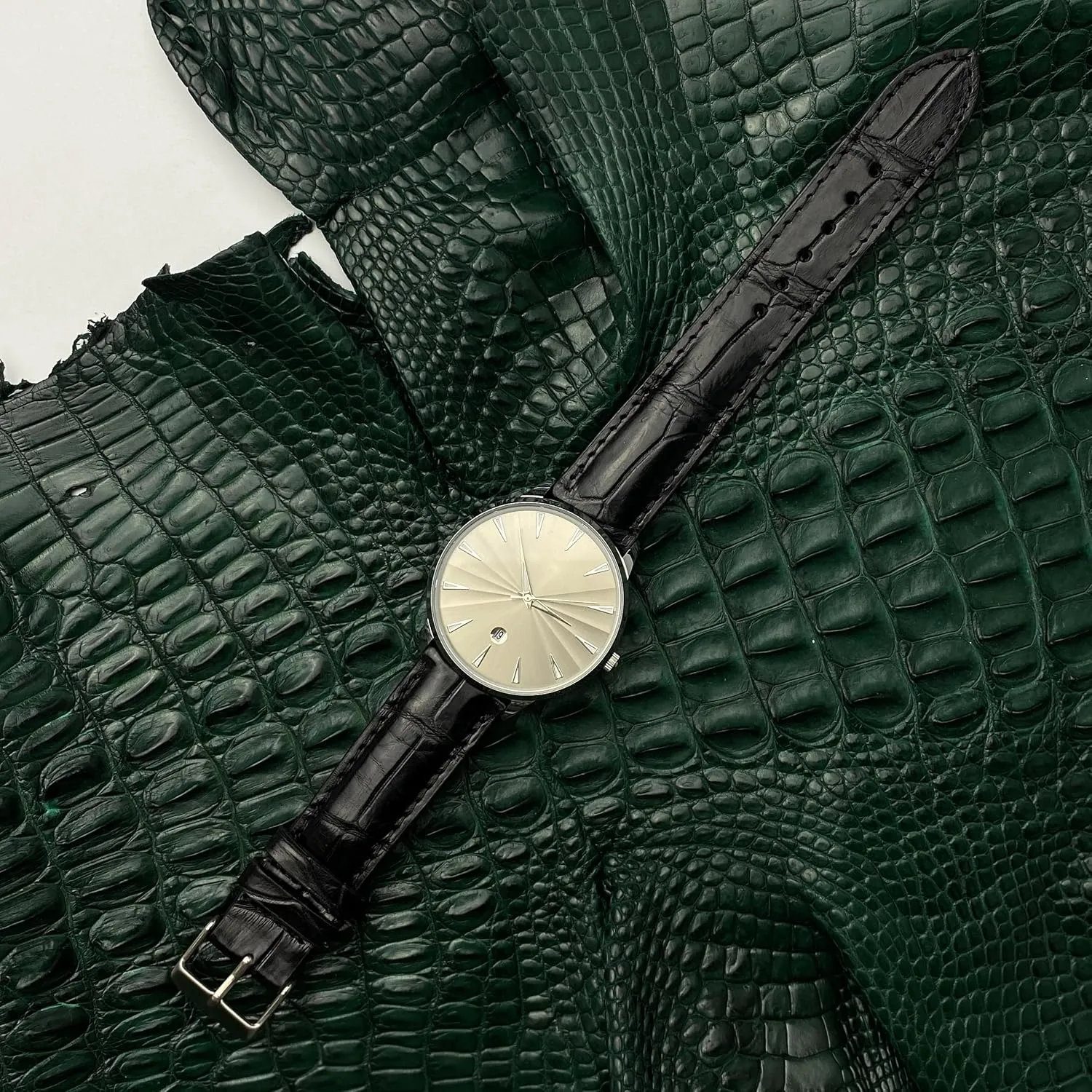 Handmade AIIi-gator Watch Band Men Quick Release Croc Premium Leather Watch Strap Replacement Silver Buckles Bespoke 18mm 19mm 20mm 21mm 22mm 24mm
