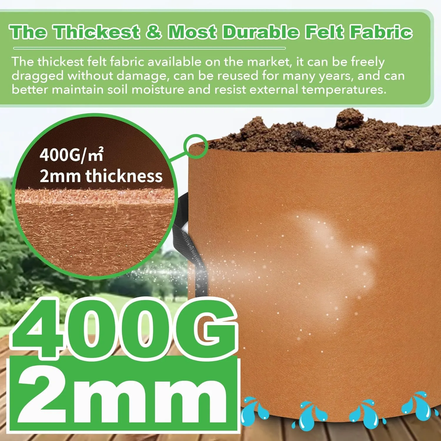 HAOWIN 400G Thickest 5-Pack 10 Gallon Grow Bags, Thickest Fabric Pots, Colorful Plant Grow Bags, Plant Labels Included Potato Growing Bags