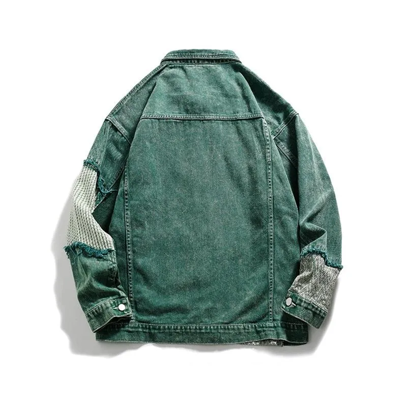Haruja - Green Patchwork Denim Jean Jacket