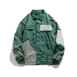 Haruja - Green Patchwork Denim Jean Jacket
