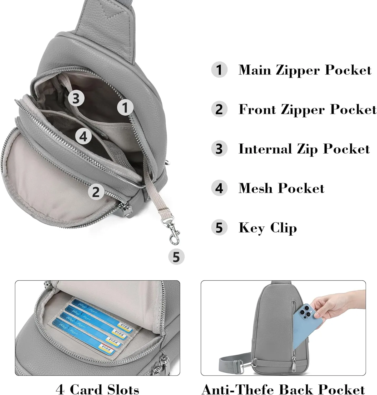 Haytijoe Crossbody Bags for Women Leather Sling Bag Anti-theft Cross Body Bag Travel Sling Purse Chest Bags Fanny Packs