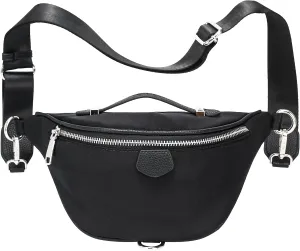 Haytijoe Crossbody Bum Bag Plus Size Fanny Pack for Women Travel Fashion Nylon Waist Pack Belt Bag (01-Black)