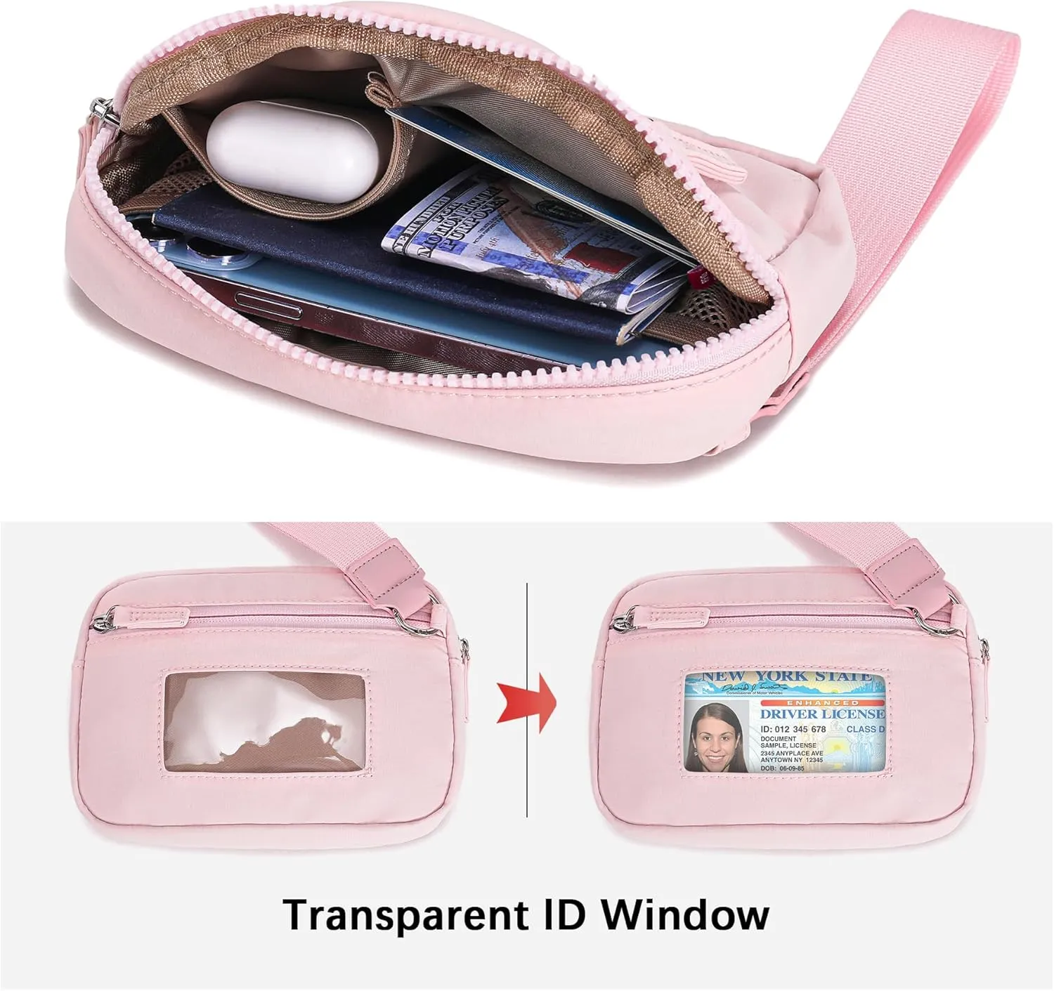 Haytijoe Nylon Wristlet Wallet for Women, Quilted RFID Blocking Lightweight Wristlet Purse with Zipper for Travel, Phone, Cards