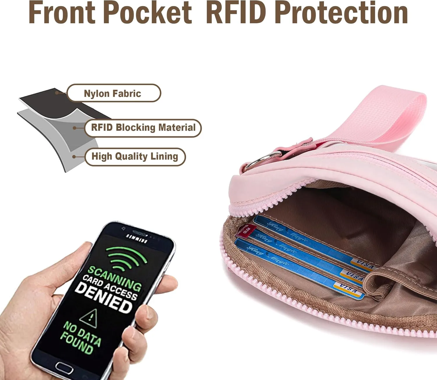 Haytijoe Nylon Wristlet Wallet for Women, Quilted RFID Blocking Lightweight Wristlet Purse with Zipper for Travel, Phone, Cards