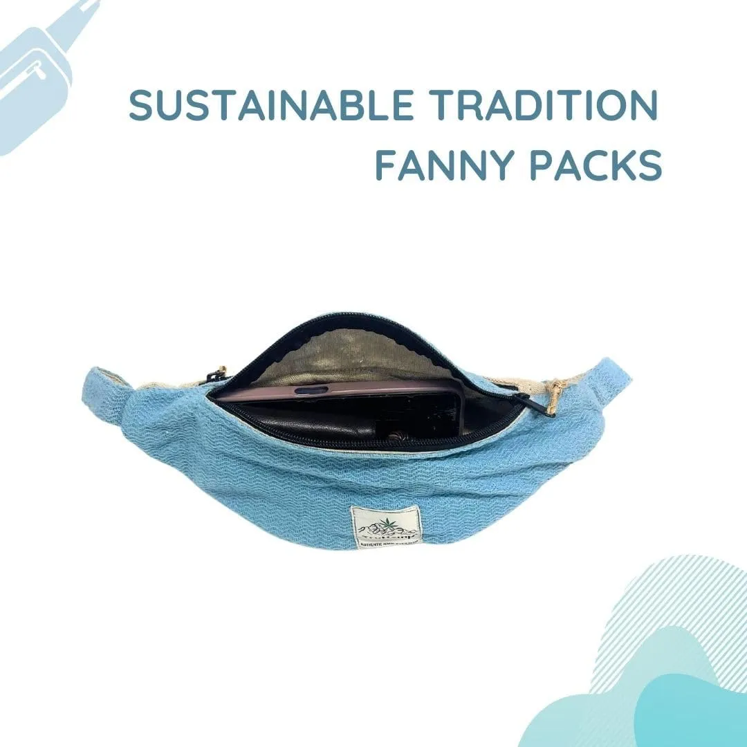 Hemp Fanny Pack, Lightweight Waist & Hip Bag with Adjustable Strap, Beige – Durable Belt Bag for Festivals, Hiking, and Everyday Use