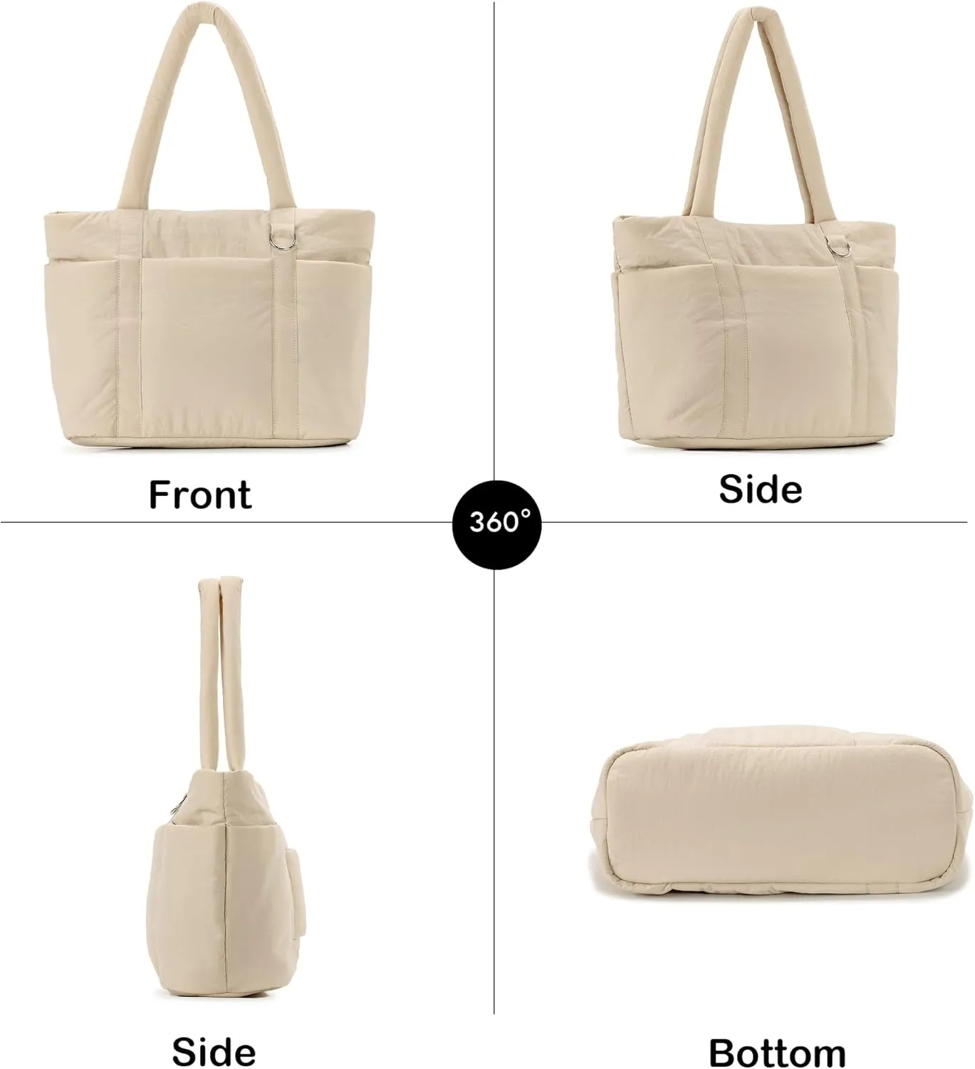 Herald Multi Pocket Tote Bag for Women, Large Puffy Shoulder Purse Handbag with Laptop Compartments for Travel,Work,GYM
