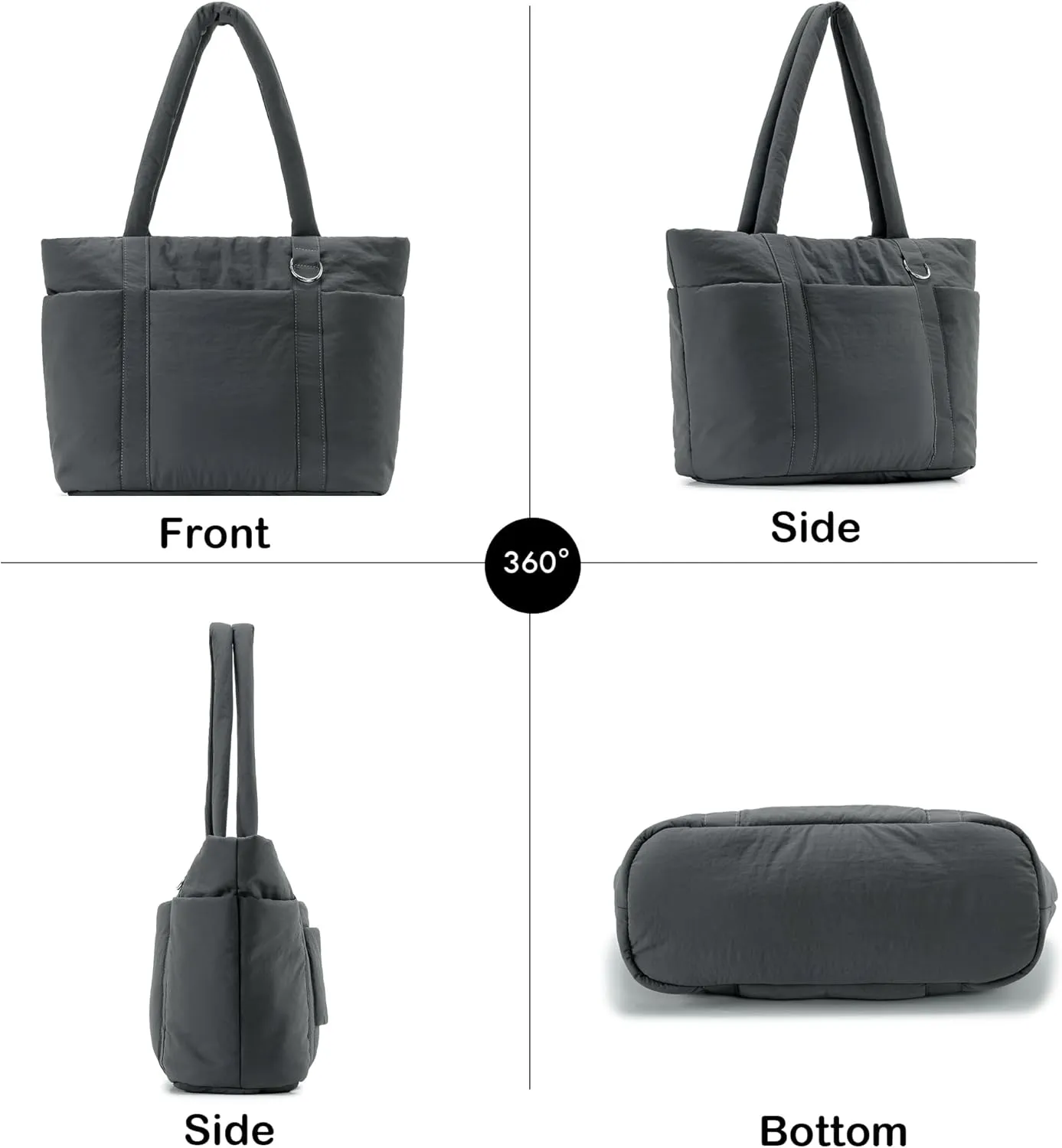 Herald Multi Pocket Tote Bag for Women, Large Puffy Shoulder Purse Handbag with Laptop Compartments for Travel,Work,GYM