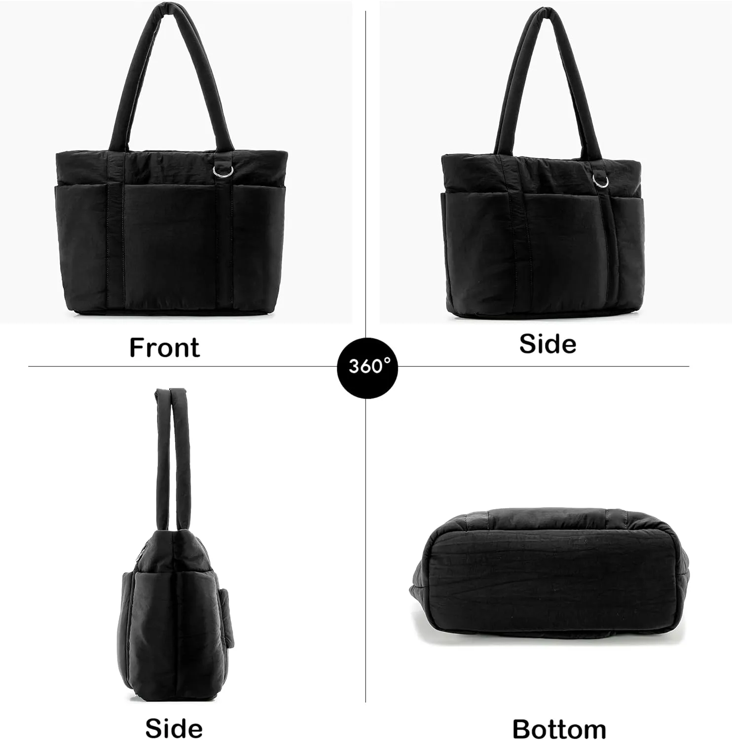 Herald Multi Pocket Tote Bag for Women, Large Puffy Shoulder Purse Handbag with Laptop Compartments for Travel,Work,GYM