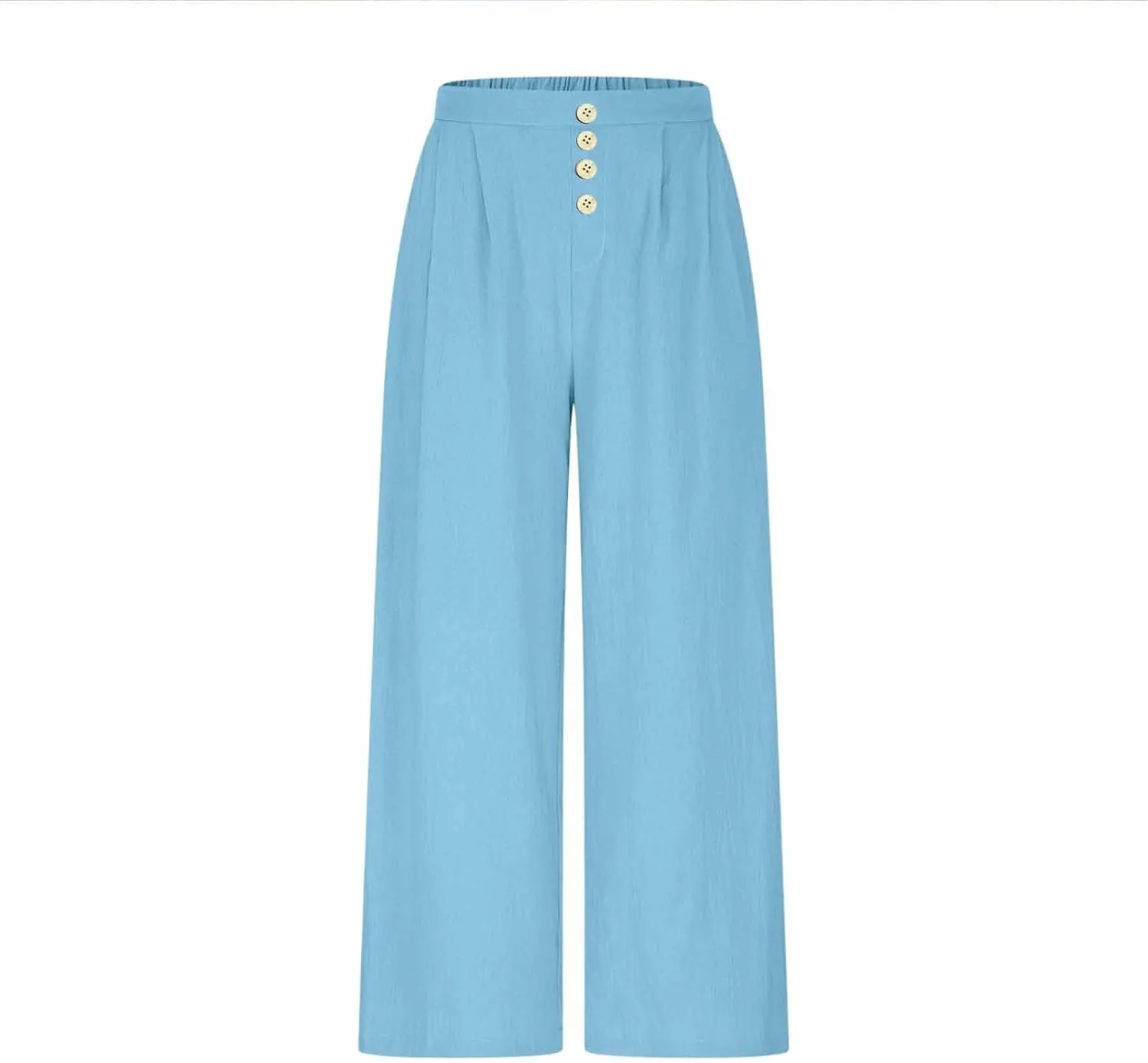 HGps8w Women's Cotton Linen Cropped Palazzo Pants Trendy Wide Leg Summer Loose High Waisted Lounge Trousers with Pockets