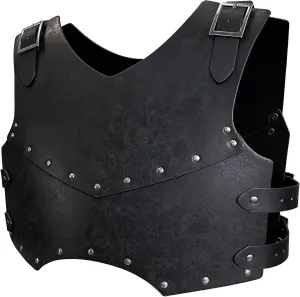 HiiFeuer Medieval Faux Leather Chest Armor, Retro Mercenary Knight Archer Body Armor, Adjustable Vest Armour for Ren Faire