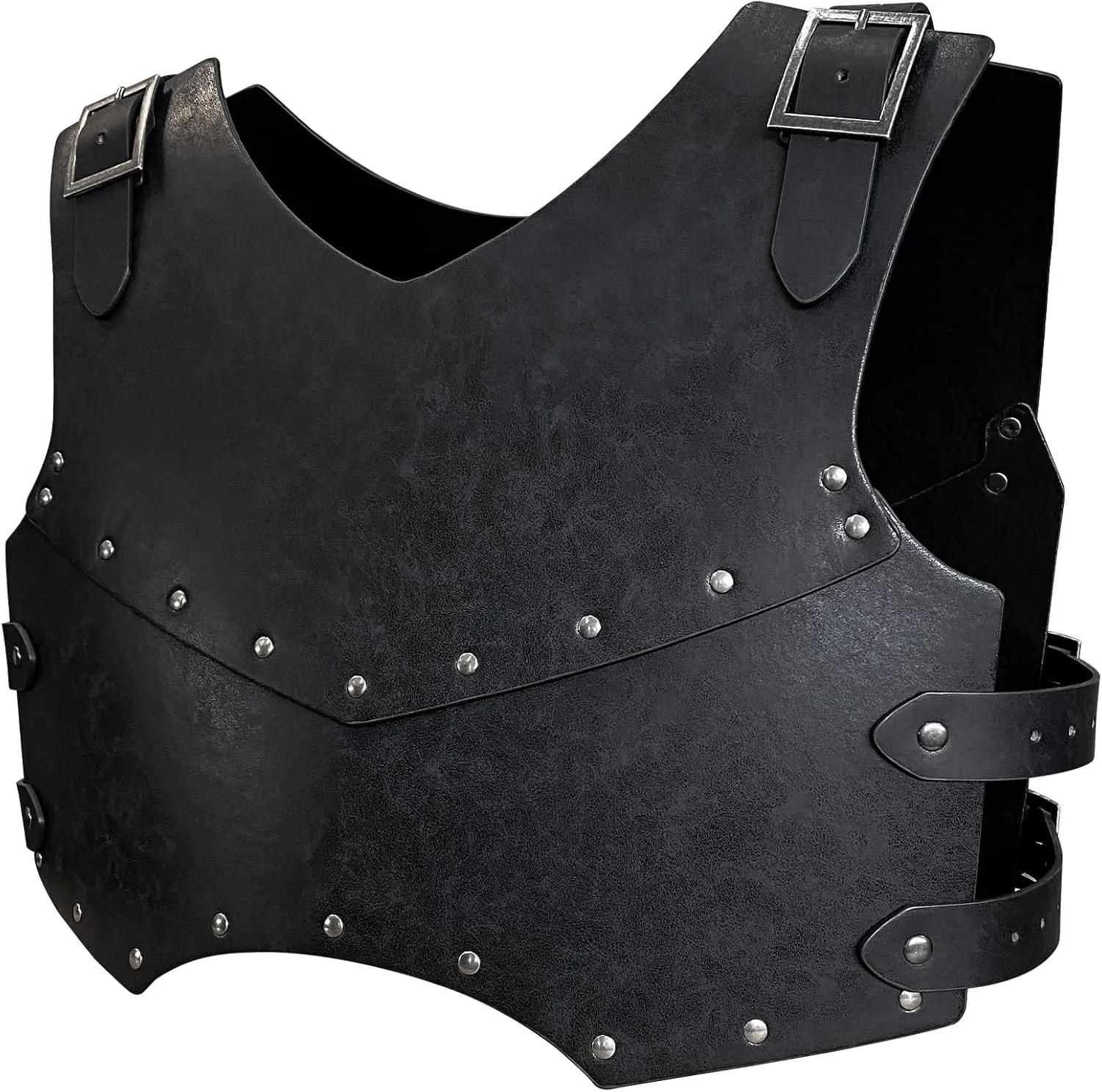 HiiFeuer Medieval Faux Leather Chest Armor, Retro Mercenary Knight Archer Body Armor, Adjustable Vest Armour for Ren Faire