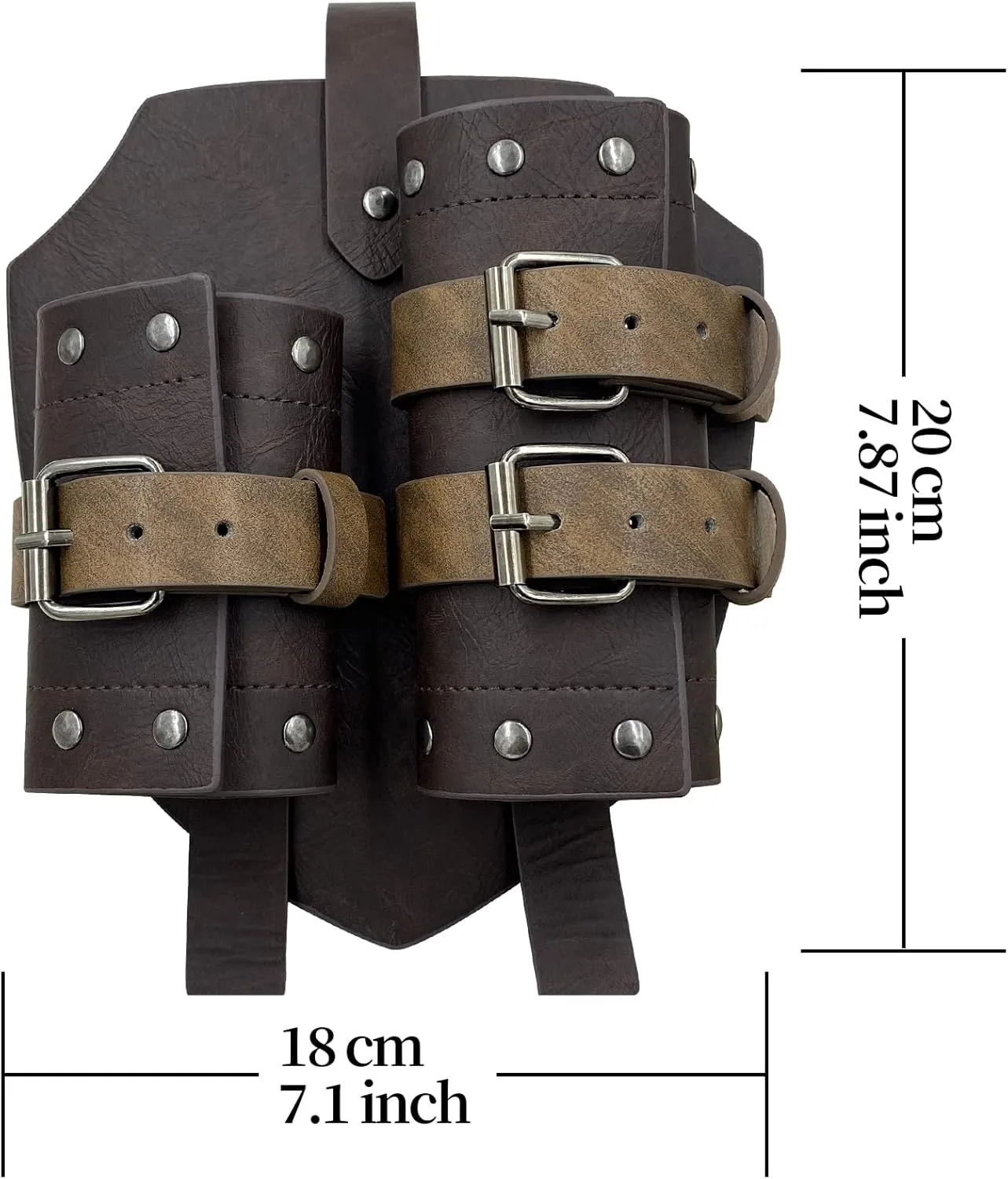 HiiFeuer Medieval Faux Leather Double Back Sword Frog, Mercenary Adjustable Sword Holster, Middle Ages Back Sword Holster