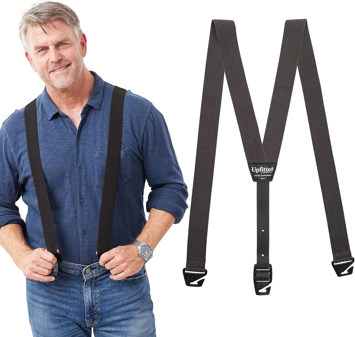 HIKERS - Upfitter Hidden Suspenders for Men Under Clothes - 3 Point Belt Loop