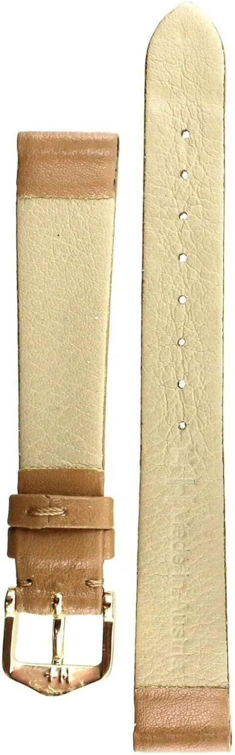 HIRSCH Firenze Leather Watch Strap (Brown) with Stainless Steel buckle