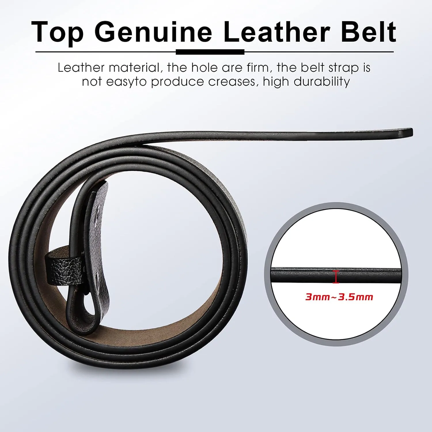 HJones Western Belts for Men without Buckle,Cowboy Belt Buckles for Men,1.5" Wide Genuine Leather Belt No Buckle