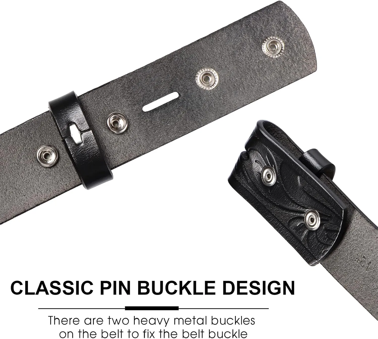 HJones Western Belts for Men without Buckle,Cowboy Belt Buckles for Men,1.5" Wide Genuine Leather Belt No Buckle