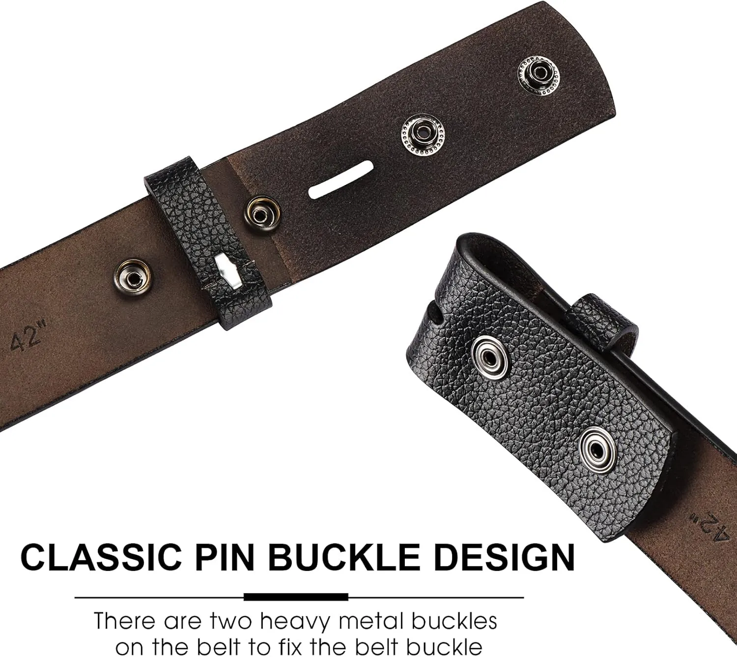 HJones Western Belts for Men without Buckle,Cowboy Belt Buckles for Men,1.5" Wide Genuine Leather Belt No Buckle